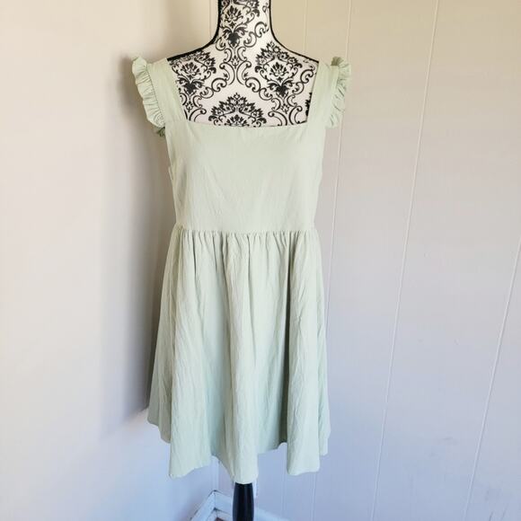 Nasty Gal Dresses & Skirts - Nasty Gal Sage Green Square Neck Mini Babydoll Dress